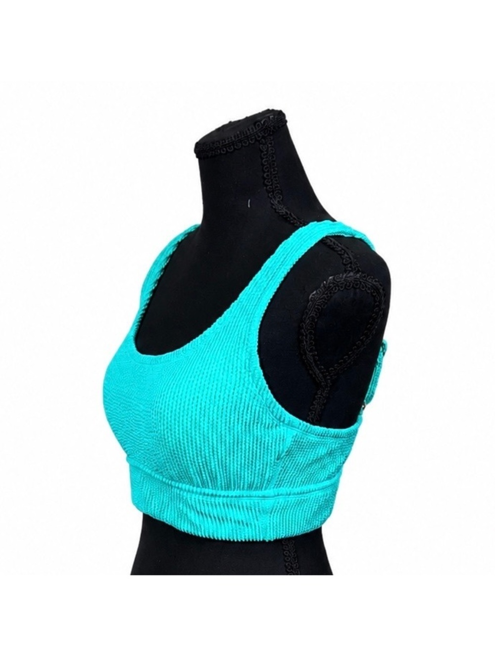 Kona Sol Teal Pucker Textured Bikini Top (M) - Picture 2 of 5